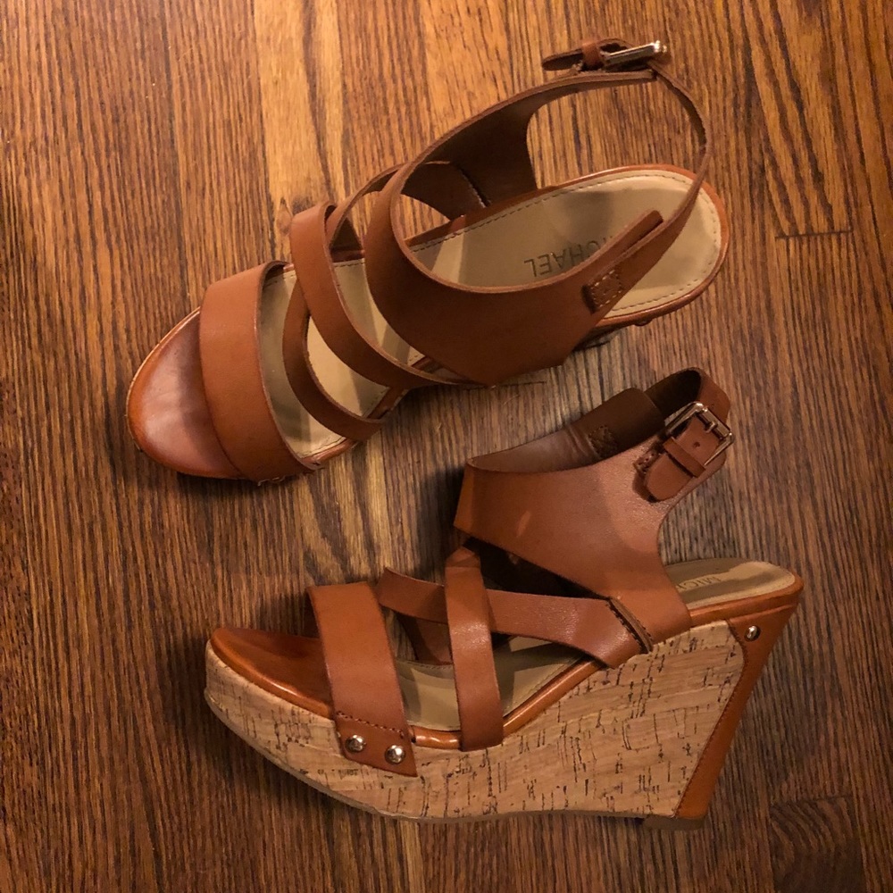 MICHAEL Michael Kors man made leather brown wedges